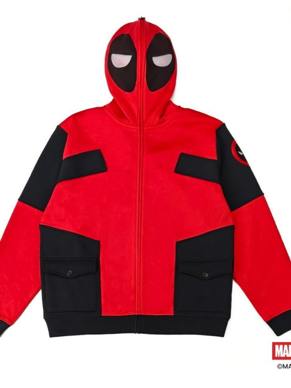 BNWT MARVEL LICENSED DEADPOOL UNISEX FULL ZIP HOODIE US SIZE EXTRA LARGE (XL)